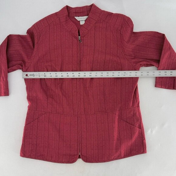 Christopher & Banks Red Texture Stitch 3/4 Sleeve Shacket Zip Front Boho Size‎ L - Picture 12 of 12